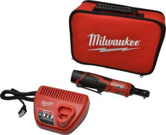 Milwaukee Tool - 1/4" Drive 12 Volt Inline Cordless Impact Wrench & Ratchet - 250 RPM, 30 Ft/Lb Torque, 1 Lithium-Ion Battery Included - Makers Industrial Supply