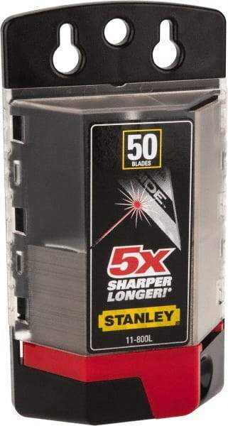 Stanley - 50 Piece Carbide-Tipped Utility Knife Blade - 61mm OAL, 0.022" Blade Thickness - Makers Industrial Supply