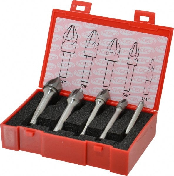 Keo - 5 Piece, 1/4 to 3/4" Head Diam, 60° Included Angle, Single End Countersink Set - Makers Industrial Supply