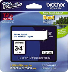 Brother - 3/4" Wide x 314.4" Long, White Plastic/Paper Tape Cassette - For Label Maker - Makers Industrial Supply