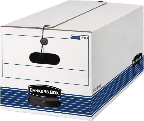 BANKERS BOX - 1 Compartment, 12 Inch Wide x 24 Inch Deep x 10 Inch High, File Storage Box - 1 Ply Side, 2 Ply Bottom, 2 Ply End, White and Blue - Makers Industrial Supply