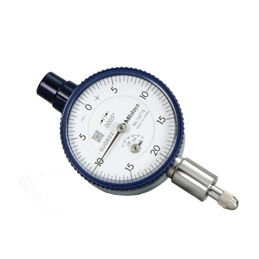 Mitutoyo - Dial Drop Indicators; Maximum Measurement (Decimal Inch): 0.1 ; Dial Graduation (Decimal Inch): 0.000500 ; Dial Reading: 0-20-0 ; Accuracy (Decimal Inch): 0.0005 ; Dial Color: White ; Minimum Measurement (Decimal Inch): 0.0001 - Exact Industrial Supply