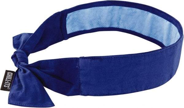 Ergodyne - Size Universal Cooling Bandana - Cotton, Tie Closure, Blue, Solid Pattern - Makers Industrial Supply