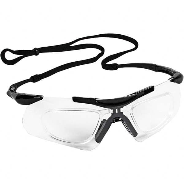 KleenGuard - Clear Lenses, Frameless Safety Glasses - Anti-Fog, Scratch Resistant, Black Nylon Frame, Size Universal, Wrap Around - Makers Industrial Supply