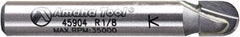 Amana Tool - 1/4" Cut Diam, 1/4" Length of Cut, 2 Flute Core Box Edge Profile Router Bit - Carbide-Tipped, 1/4" Shank Diam, 1-5/8" OAL, Uncoated - Makers Industrial Supply