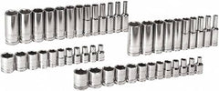 GearWrench - 47 Piece 1/4" Drive Chrome Finish Deep Well Socket Set - 6 Points, 5/32" to 9/16" (4mm to 15mm) Range, Inch/Metric Measurement Standard - Makers Industrial Supply