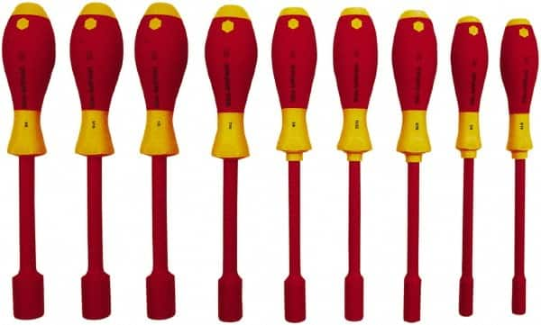 Wiha - 9 Piece 3/16 to 5/8" Insulated Nutdriver Set - Cushion Grip Handle - Makers Industrial Supply