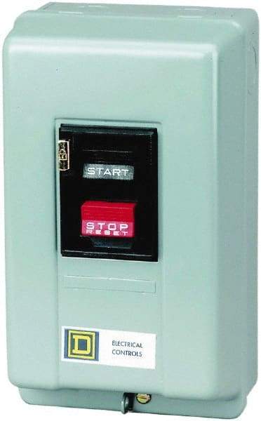 Square D - 3 Poles, 30 Amp, M-1 NEMA, Enclosed Pushbutton Manual Motor Starter - 10 hp at 380 to 575 VAC & 7-1/2 hp at 200 to 230 VAC, CSA, NEMA 1 & UL Listed - Makers Industrial Supply