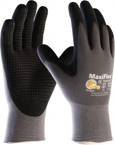 PIP - Size XL Nitrile Coated Polyethylene Blend General Protection Work Gloves - For General Purpose, Palm Coated, Slip-On Cuff, Full Fingered, Black/Gray, Paired - Makers Industrial Supply