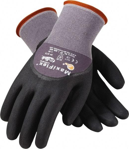 PIP - Size XS Nitrile Coated Polyethylene Blend General Protection Work Gloves - For General Purpose, Palm & Fingers Coated, Slip-On Cuff, Full Fingered, Black/Gray, Paired - Makers Industrial Supply