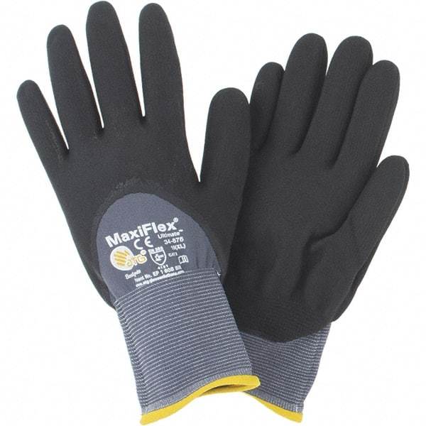 PIP - Size XL Nitrile Coated Nylon/Lycra General Protection Work Gloves - For General Purpose, Palm & Fingers Coated, Slip-On Cuff, Full Fingered, Black/Gray, Paired - Makers Industrial Supply