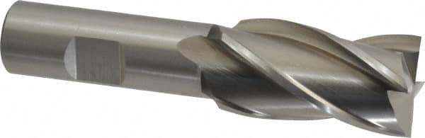 Cleveland - 1", 1-7/8" LOC, 3/4" Shank Diam, 4-1/8" OAL, 4 Flute, High Speed Steel Square End Mill - Single End, Uncoated, Spiral Flute, 30° Helix, Centercutting, Right Hand Cut, Right Hand Flute, Series HG-4C - Makers Industrial Supply