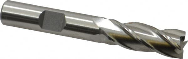 Cleveland - 13/32", 1" LOC, 3/8" Shank Diam, 2-11/16" OAL, 4 Flute, High Speed Steel Square End Mill - Single End, Uncoated, Spiral Flute, 30° Helix, Centercutting, Right Hand Cut, Right Hand Flute, Series HG-4C - Makers Industrial Supply