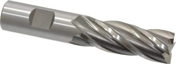 Cleveland - 25/32", 1-7/8" LOC, 3/4" Shank Diam, 4-1/8" OAL, 4 Flute, High Speed Steel Square End Mill - Single End, Uncoated, Spiral Flute, 30° Helix, Centercutting, Right Hand Cut, Right Hand Flute, Series HG-4C - Makers Industrial Supply