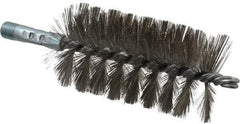 Schaefer Brush - 4-1/2" Brush Length, 2-1/2" Diam, Double Stem, Single Spiral Tube Brush - 7-1/4" Long, Stainless Steel, 1/4" NPSM Male Connection - Makers Industrial Supply