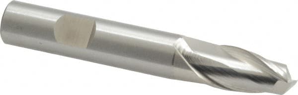 Cleveland - 31/64", 13/16" LOC, 1/2" Shank Diam, 3-1/4" OAL, 2 Flute, High Speed Steel Square End Mill - Single End, Uncoated, Spiral Flute, 30° Helix, Centercutting, Right Hand Cut, Right Hand Flute, Series HG-2 - Makers Industrial Supply