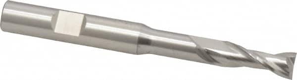 Cleveland - 5/16", 3/4" LOC, 3/8" Shank Diam, 3-5/16" OAL, 2 Flute, High Speed Steel Square End Mill - Single End, Uncoated, Spiral Flute, 30° Helix, Centercutting, Right Hand Cut, Right Hand Flute, Series HGN-2 - Makers Industrial Supply