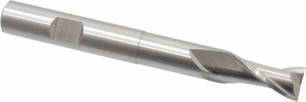 Cleveland - 3/8", 3/4" LOC, 3/8" Shank Diam, 3-5/16" OAL, 2 Flute, High Speed Steel Square End Mill - Single End, Uncoated, Spiral Flute, 30° Helix, Centercutting, Right Hand Cut, Right Hand Flute, Series HGN-2 - Makers Industrial Supply