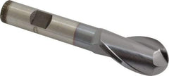 Cleveland - 3/4" Diam, 1-5/16" LOC, 2 Flute High Speed Steel Ball End Mill - TiCN Finish, Single End, 3-5/8" OAL, 1/2" Shank Diam, Spiral Flute - Makers Industrial Supply