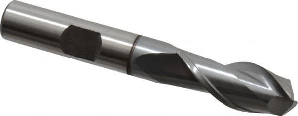 Cleveland - 7/16" Diam, 13/16" LOC, 2 Flute, 90° Point Angle, High Speed Steel Drill Mill - TiCN Finish, 2-1/2" OAL, 3/8" Shank Diam - Makers Industrial Supply