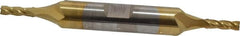 Cleveland - 1/8", 3/8" LOC, 3/8" Shank Diam, 3-1/16" OAL, 4 Flute, High Speed Steel Square End Mill - Double End, TiN Finish, Spiral Flute, 30° Helix, Centercutting, Right Hand Cut, Right Hand Flute, Series HD-4C - Makers Industrial Supply