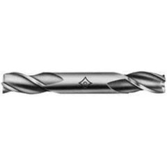 Square End Mill: 9/16'' Dia, 1-3/8'' LOC, 5/8'' Shank Dia, 5'' OAL, 3 Flutes, High Speed Steel Double End, TiCN Finish, Spiral Flute, 30 ° Helix, Centercutting, RH Cut, RH Flute, Series HD-3