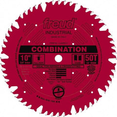 Freud - 10" Diam, 5/8" Arbor Hole Diam, 50 Tooth Wet & Dry Cut Saw Blade - Carbide-Tipped, Standard Round Arbor - Makers Industrial Supply