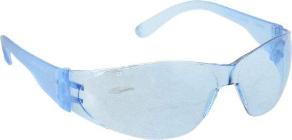 MCR Safety - Light Blue Lenses, Framed Safety Glasses - Scratch Resistant, Light Blue Polycarbonate Frame, Size Universal, Wrap Around - Makers Industrial Supply