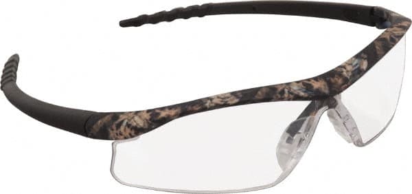 MCR Safety - Clear Lenses, Framed Safety Glasses - Scratch Resistant, Polished Black Polycarbonate Frame, Size Universal, Wrap Around - Makers Industrial Supply