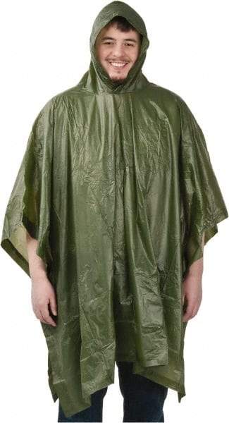 MCR Safety - Size One Size Fits Most, Green, Rain Poncho - Attached Hood - Makers Industrial Supply