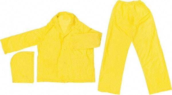 MCR Safety - Size XL, Yellow, Rain, Disposable Three Piece Suit - 57" Chest, Detachable Hood, Take Up Snaps Ankle, Take Up Snaps Wrist - Makers Industrial Supply