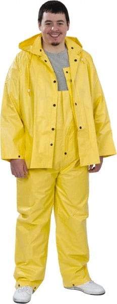 MCR Safety - Size M, Yellow, Rain Three Piece Suit - 52" Chest, Detachable Hood, Take Up Snaps Ankle, Take Up Snaps Wrist - Makers Industrial Supply