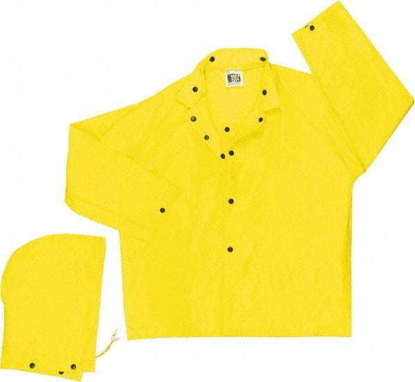 MCR Safety - Size M, Yellow, Rain Jacket - 56" Chest, Attached Hood - Makers Industrial Supply