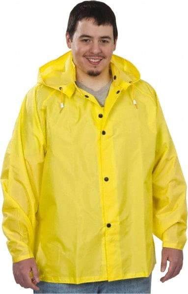 MCR Safety - Size L, Yellow, Rain Jacket - 58" Chest, Detachable Hood - Makers Industrial Supply