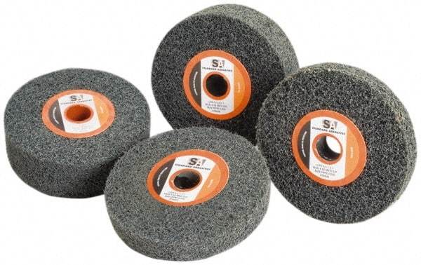 Standard Abrasives - 3" Diam, 1/4" Face Width, 1/4" Center Hole, Medium Grade, Silicon Carbide Deburring Wheel - Unitized, Soft Density 5 Grade, 12,000 RPM - Makers Industrial Supply