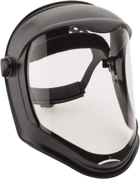 Uvex - Acrylonitrile Butadiene Styrene (ABS) Black Ratchet Adjustment, Face Shield & Headgear Set - 14-1/4" Wide x 9-3/8" High, Anti-Fog, Clear Window - Makers Industrial Supply