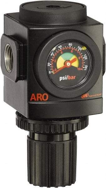 ARO/Ingersoll-Rand - 1 NPT Port, 290 CFM, Aluminum Heavy-Duty Regulator - 0 to 140 psi Range, 250 Max psi Supply Pressure, 1/8" Gauge Port Thread, 4.091" Wide x 7.223" High - Makers Industrial Supply