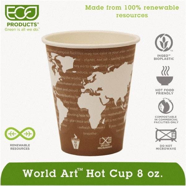 ECO PRODUCTS - World Art Renewable Compostable Hot Cups, 8 oz, 50/PK, 20 PK/CT - Plum - Makers Industrial Supply