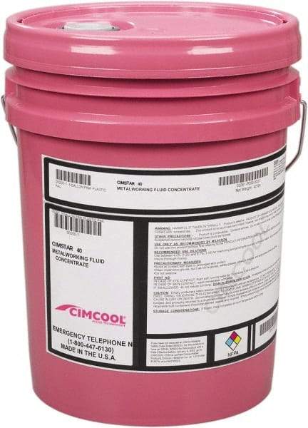 Cimcool - Cimstar 40, 5 Gal Pail Cutting & Grinding Fluid - Semisynthetic, For Drilling, Grinding, Milling, Turning - Makers Industrial Supply