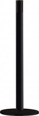 Tensator - 38" High, 2-1/2" Pole Diam, Tensabarrier Post - 14" Base Diam, Round Heavy Gauge Steel Base, Black Steel Post, Tape, Single Line Tape - Makers Industrial Supply