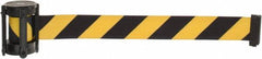 Tensator - 5" High x 90" Long x 2" Wide Barrier Replacement Cassette - Plastic, Black Powder Finish, Black/Yellow, Use with Tensabarrier - Makers Industrial Supply