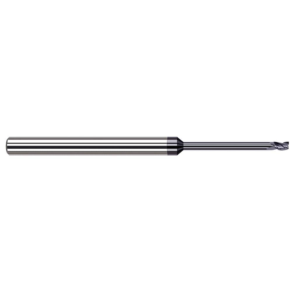 Square End Mill: 3/64'' Dia, 0.07'' LOC, 1/8'' Shank Dia, 2-1/2'' OAL, 3 Flutes, Solid Carbide Single End, AlTiN Finish, 30 ° Helix, Centercutting, RH Cut, RH Flute