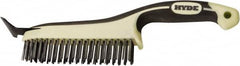 Hyde Tools - 20 Rows x 4 Columns Steel Scratch Brush - 6" Brush Length, 12-3/4" OAL, 1-1/8" Trim Length, Plastic with Rubber Overmold Ergonomic Handle - Makers Industrial Supply