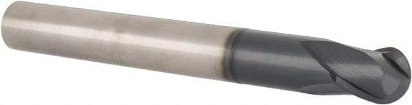 Accupro - 3/4" Diam, 3/4" LOC, 2 Flute Solid Carbide Ball End Mill - TiAlN Finish, Single End, 6-1/4" OAL, 3/4" Shank Diam, Spiral Flute - Makers Industrial Supply