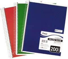 Mead - 200 Sheet, 8-1/2 x 11", College Ruled Spiral Bound Notebook - Assorted Colors - Makers Industrial Supply