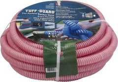 JGB Enterprises - 50' Long Garden Hose - 5/8" Diam, 5/8" GHT, Polypropylene, 100 psi, Hot Water Compatible, All Season, Pink - Makers Industrial Supply