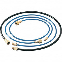 Dynabrade - 1/4" ID x 3/8" OD 6' Long Hose - Female/Male Ends, 90 Working psi, 1/4" Fitting, Black & Blue - Makers Industrial Supply