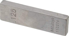 Mitutoyo - 0.125" Rectangular Steel Gage Block - Accuracy Grade 0, Includes Certificate of Inspection - Makers Industrial Supply