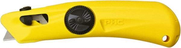 PHC - Springback Utility Knife - 1-5/8" Blade, Yellow Plastic Handle, 1 Blade Included - Makers Industrial Supply