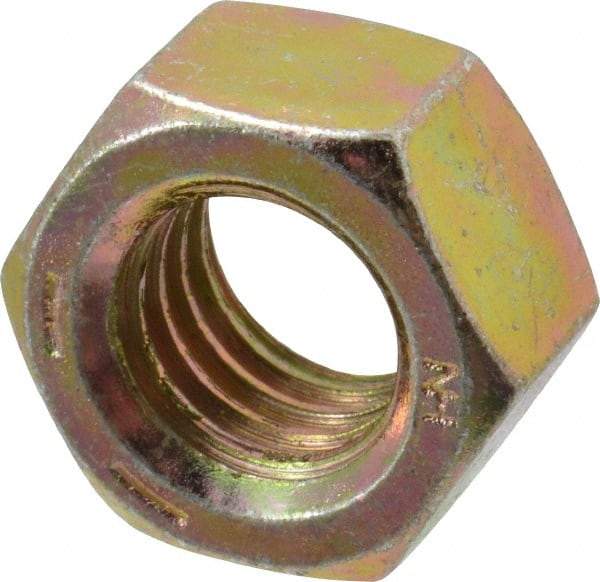 Value Collection - 1/2-13 UNC Steel Right Hand Hex Nut - 3/4" Across Flats, 7/16" High, Zinc Yellow Dichromate Finish - Makers Industrial Supply